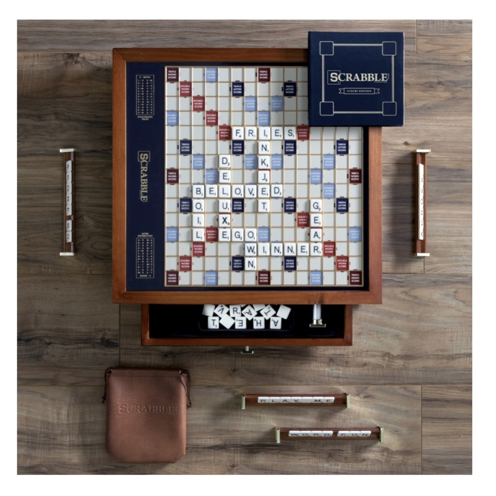 New Scrabble Collector's Luxury Edition w/ Rotating Wooden Board - Show Piece!!